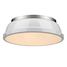  3602-14 PW-WH - Duncan 14" Flush Mount in Pewter with a White Shade